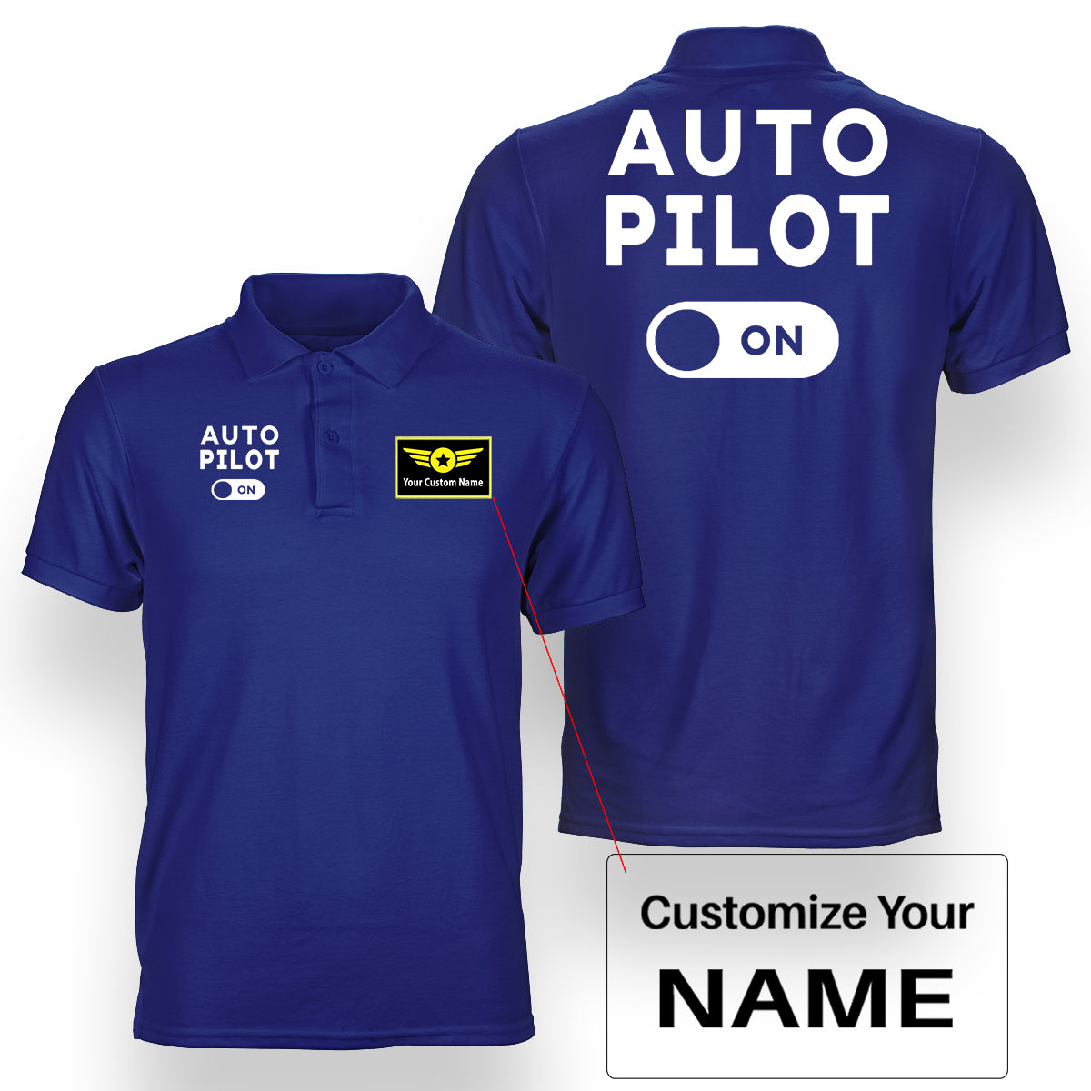 Auto Pilot ON Designed Double Side Polo T-Shirts