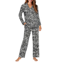 Thumbnail for Dark Coloured Airplanes Designed Women Button Pajamas