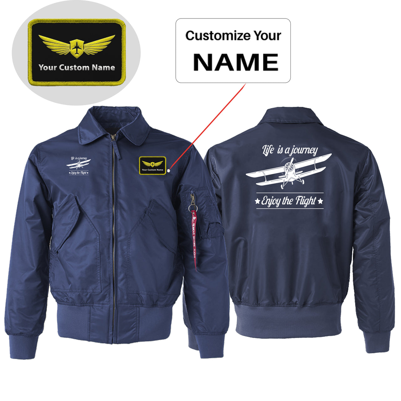 Life is a journey Enjoy the Flight Designed Embroidered Patch Attachable Jackets
