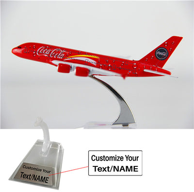 Airbus A380 (Coca-Cola Livery) Airplane Model (16CM) aviation themed 16-18cm scale model aircraft, diecast metal.