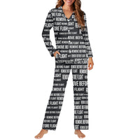 Thumbnail for Remove Before Flight 3-Black Designed Women Button Pajamas