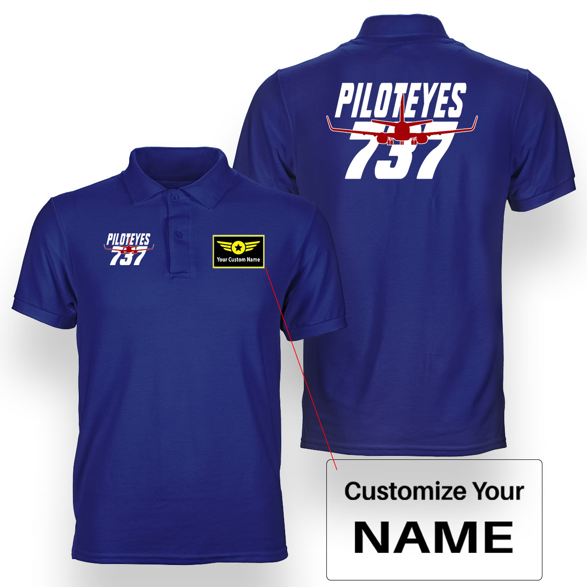 Amazing Piloteyes737 Designed Double Side Polo T-Shirts