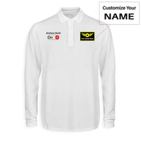 Thumbnail for Airplane Mode On Designed Long Sleeve Polo T-Shirts