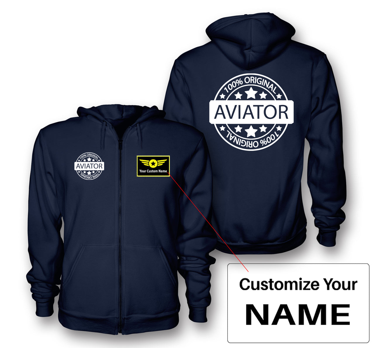 %100 Original Aviator Designed Zipped Hoodies