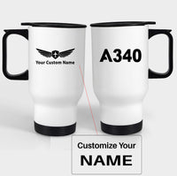 Thumbnail for A340 Flat Text Designed Travel Mugs (With Holder)