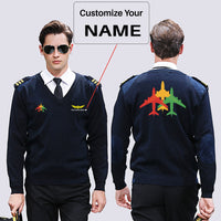 Thumbnail for Colourful 3 Airplanes Designed Wool Pilot Sweaters