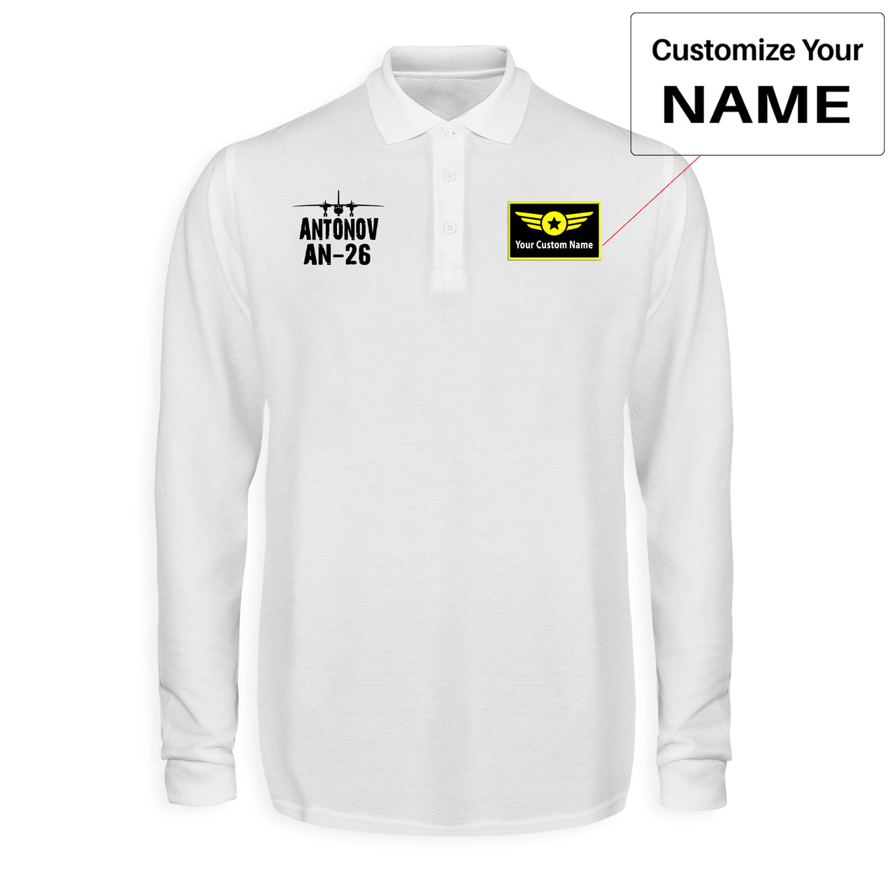Antonov AN-26 & Plane Designed Long Sleeve Polo T-Shirts