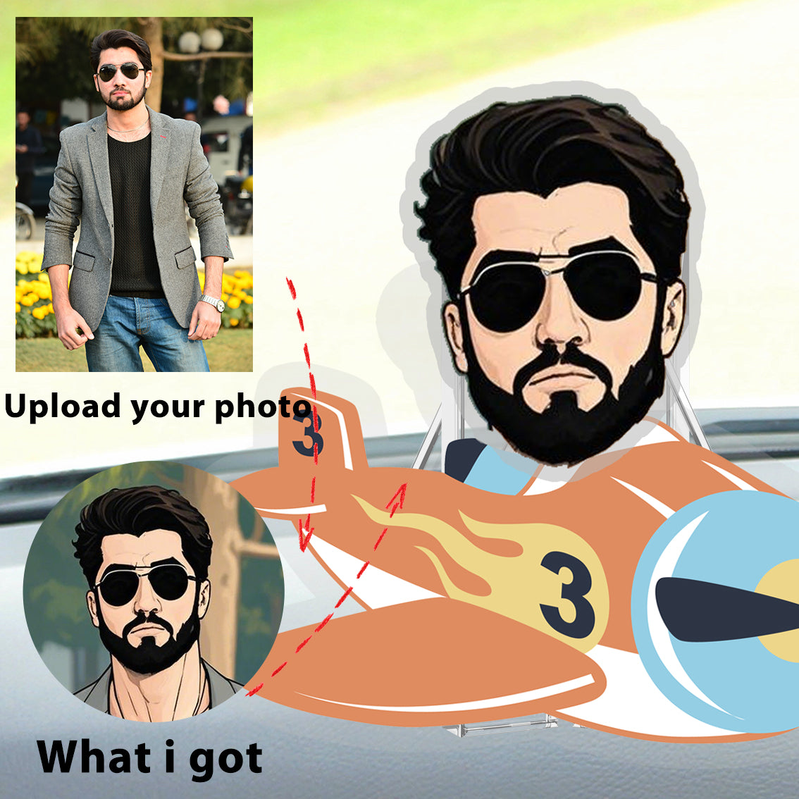 Flying Time & Junior Pilot Custom Automatic Shaking Head Decorations Personalized Acrylic