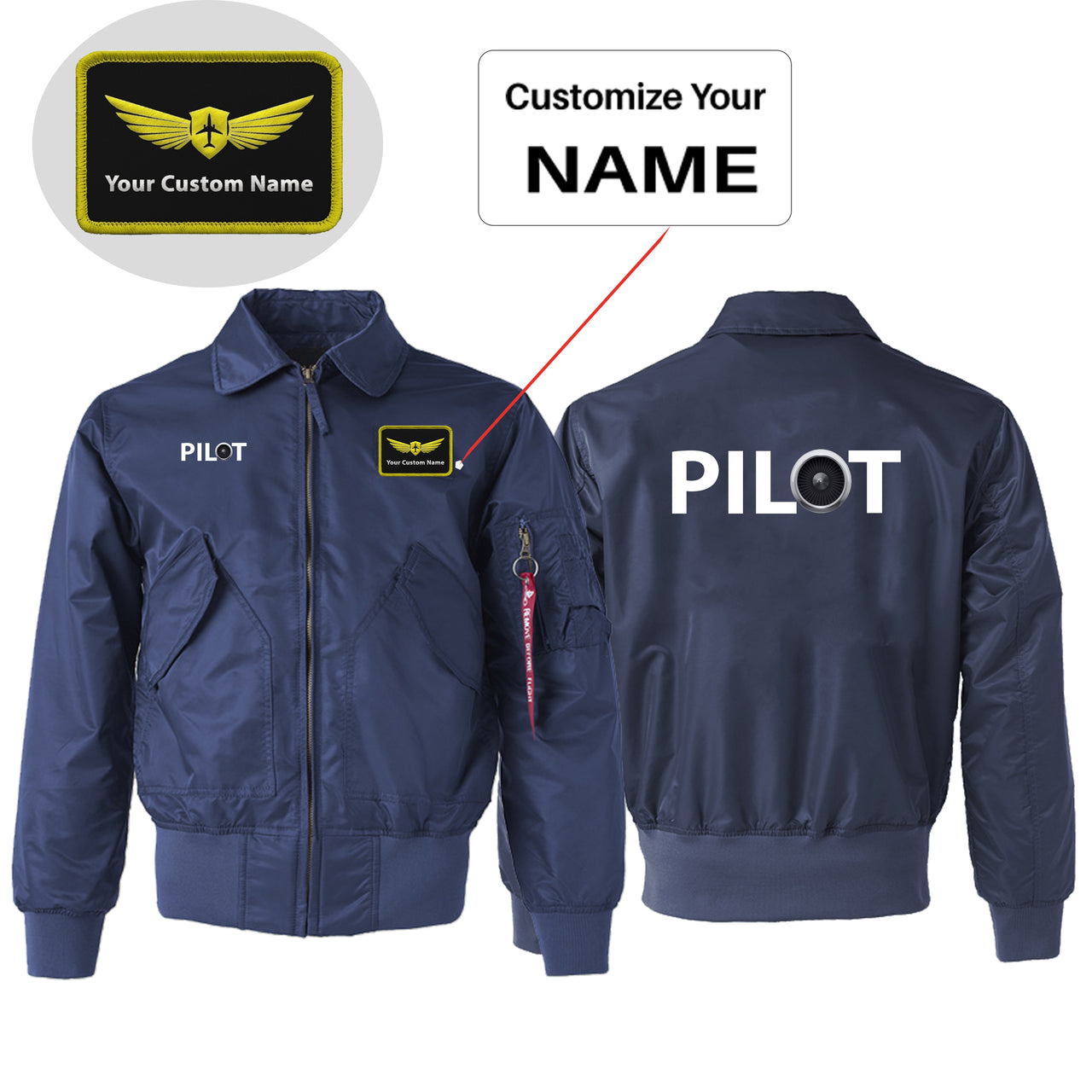 Pilot & Jet Engine Designed Embroidered Patch Attachable Jackets