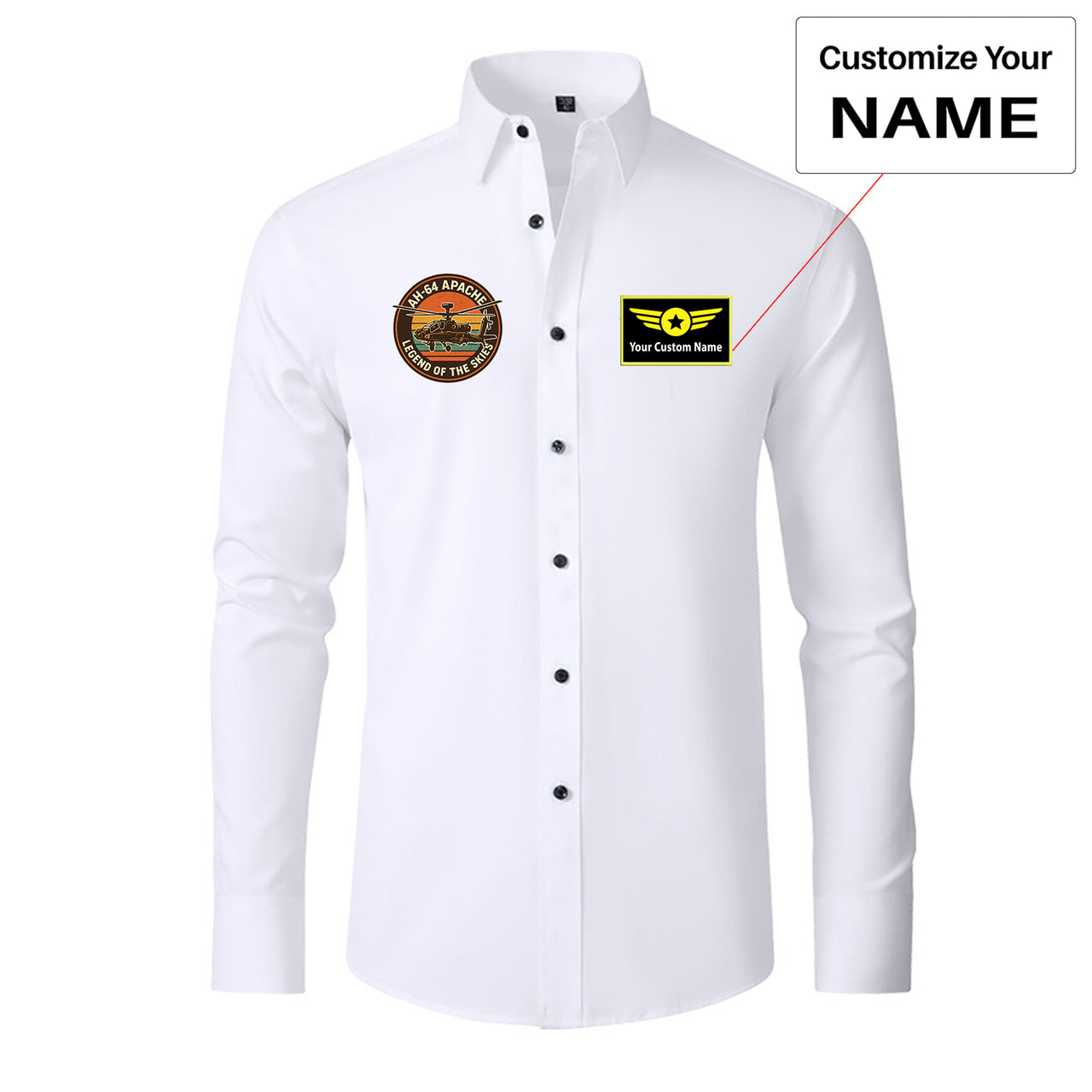 Retro Apache AH-64 Designed Long Sleeve Shirts