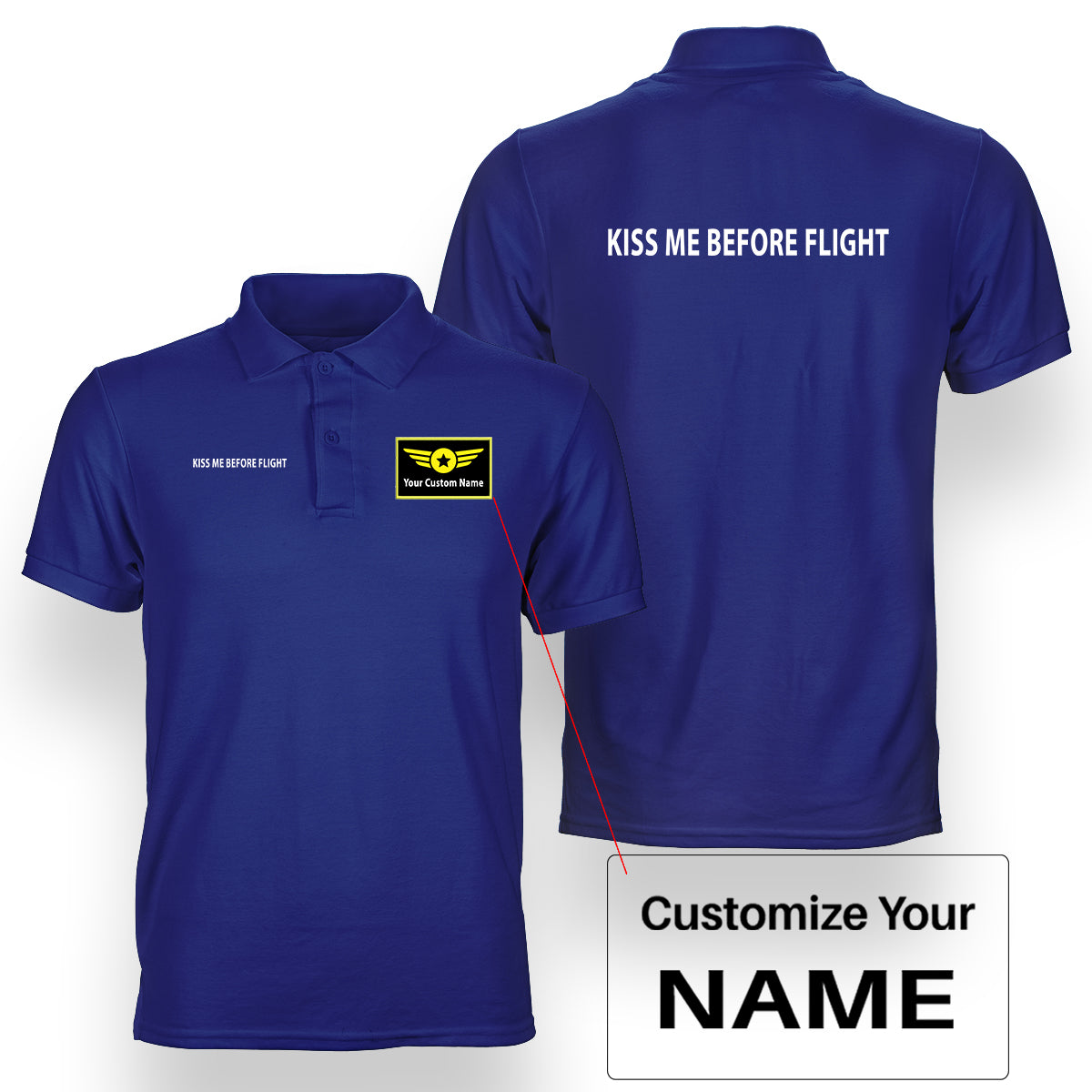 KISS ME BEFORE FLIGHT Designed Double Side Polo T-Shirts