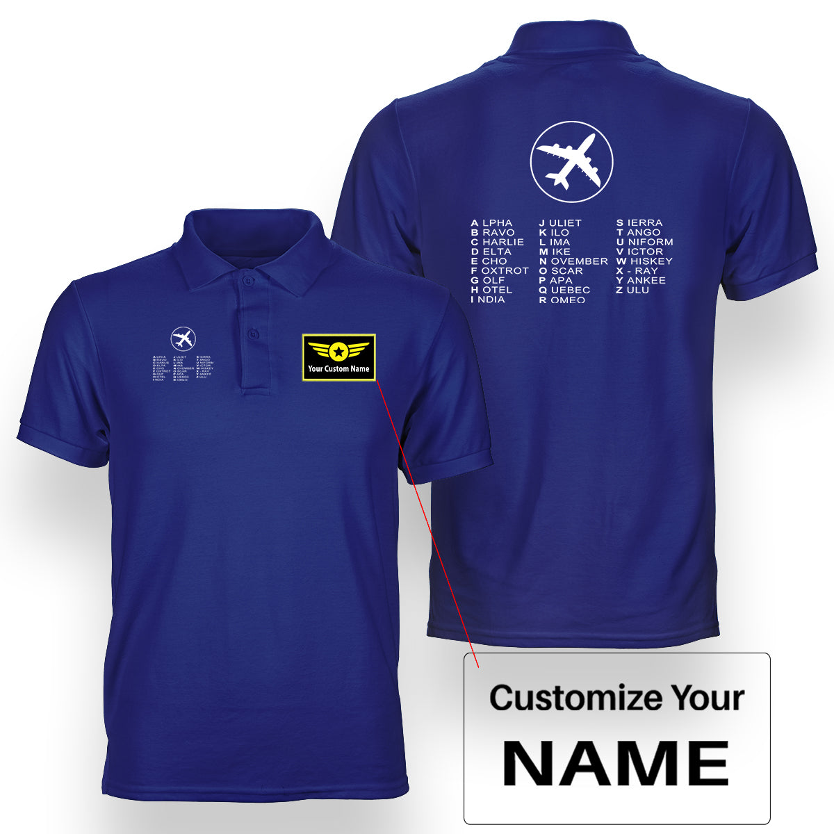Aviation Alphabet 2 Designed Double Side Polo T-Shirts