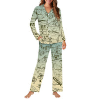 Thumbnail for Retro Airplanes & Text Designed Women Button Pajamas