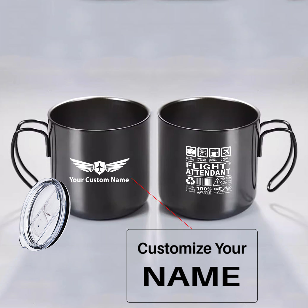 Flight Attendant Label Designed Stainless Steel Portable Mugs