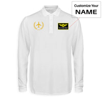Thumbnail for Leaf & Airplane Designed Long Sleeve Polo T-Shirts