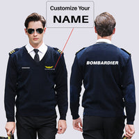 Thumbnail for Bombardier & Text Designed Wool Pilot Sweaters