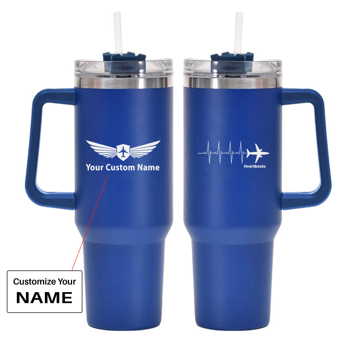 Aviation Heartbeats Designed 40oz Stainless Steel Car Mug With Holder