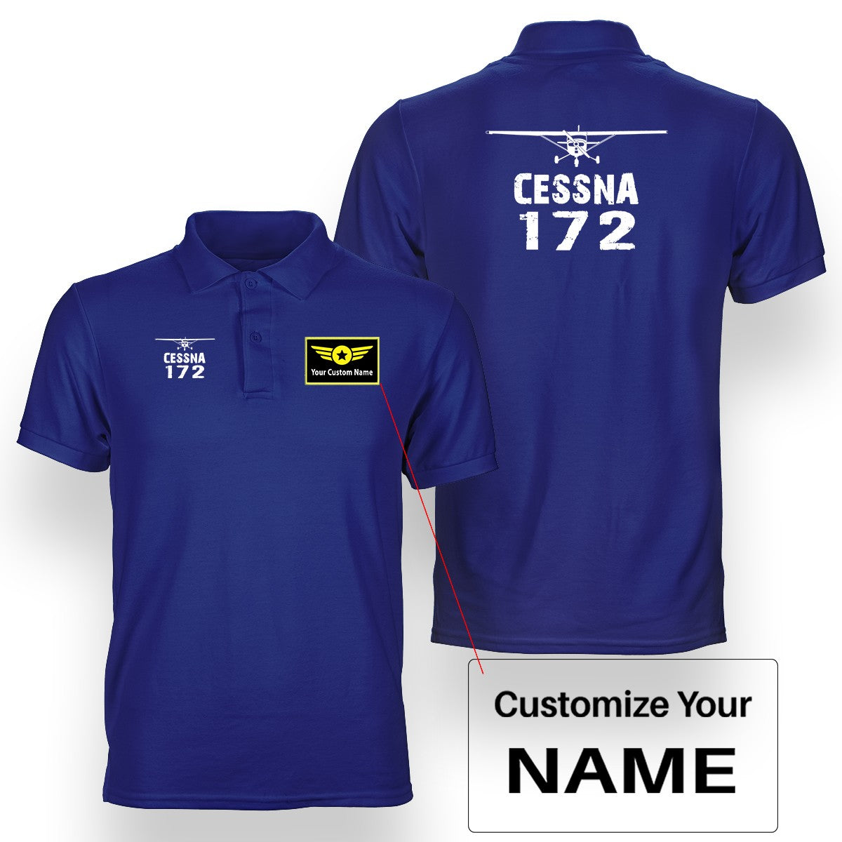 Cessna 172 & Plane Designed Double Side Polo T-Shirts