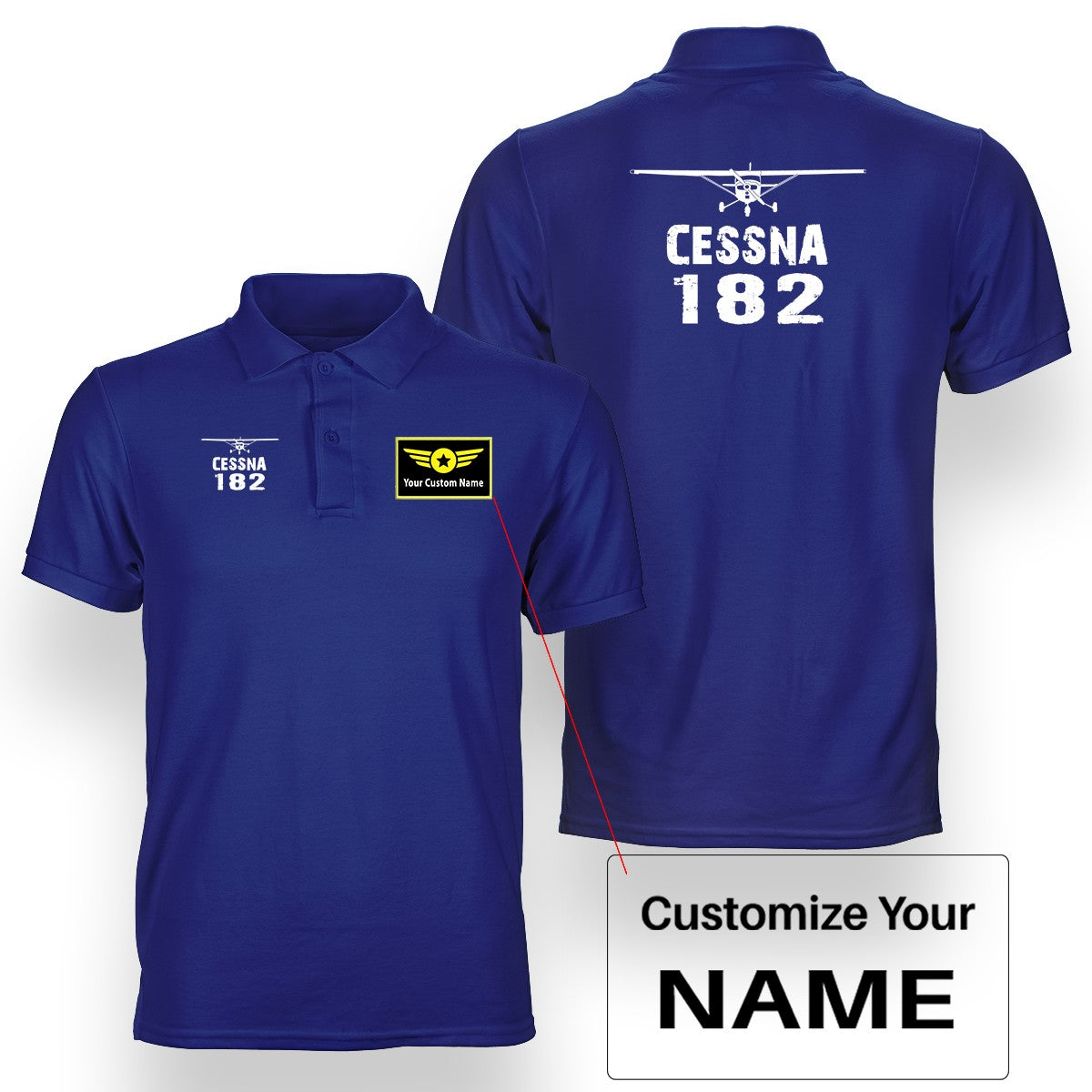 Cessna 182 & Plane Designed Double Side Polo T-Shirts
