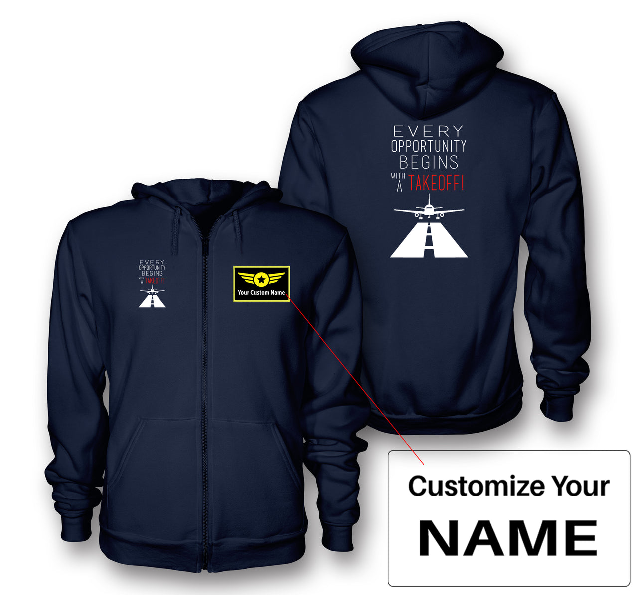 Every Opportunity Designed Zipped Hoodies