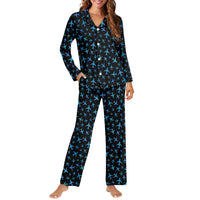 Thumbnail for Many Airplanes Black Designed Women Button Pajamas
