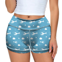 Thumbnail for Helicopters & Clouds Designed Women Yoga Shorts Pants