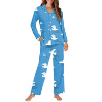 Thumbnail for Seamless Seagulls Designed Women Button Pajamas