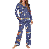 Thumbnail for Spaceship & Stars Designed Women Button Pajamas