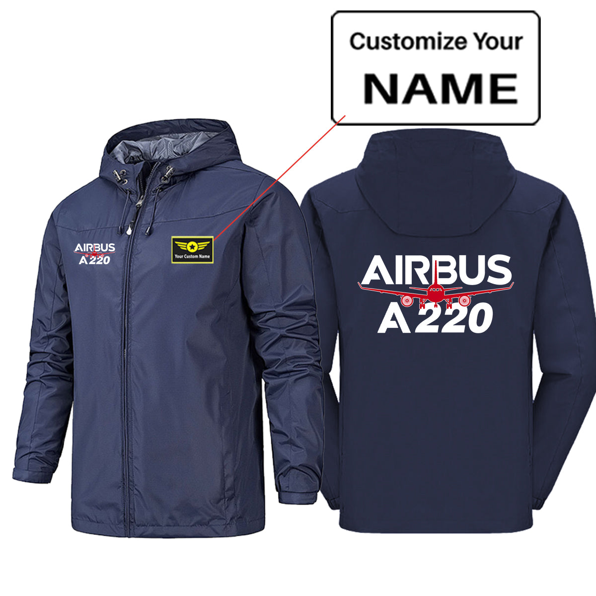 Amazing Airbus A220 Designed Rain Jackets & Windbreakers