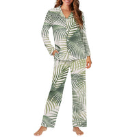 Thumbnail for Palm Leaf & Summer Designed Women Button Pajamas