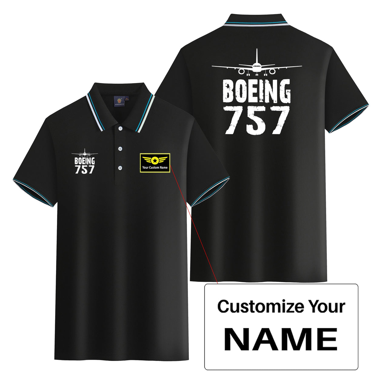 Boeing 757 & Plane Designed Stylish Polo T-Shirts (Double-Side)