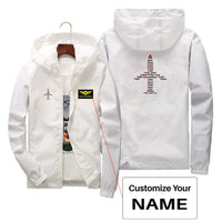 Thumbnail for Airplane Shape Aviation Alphabet Designed Thin Windbreaker Jackets