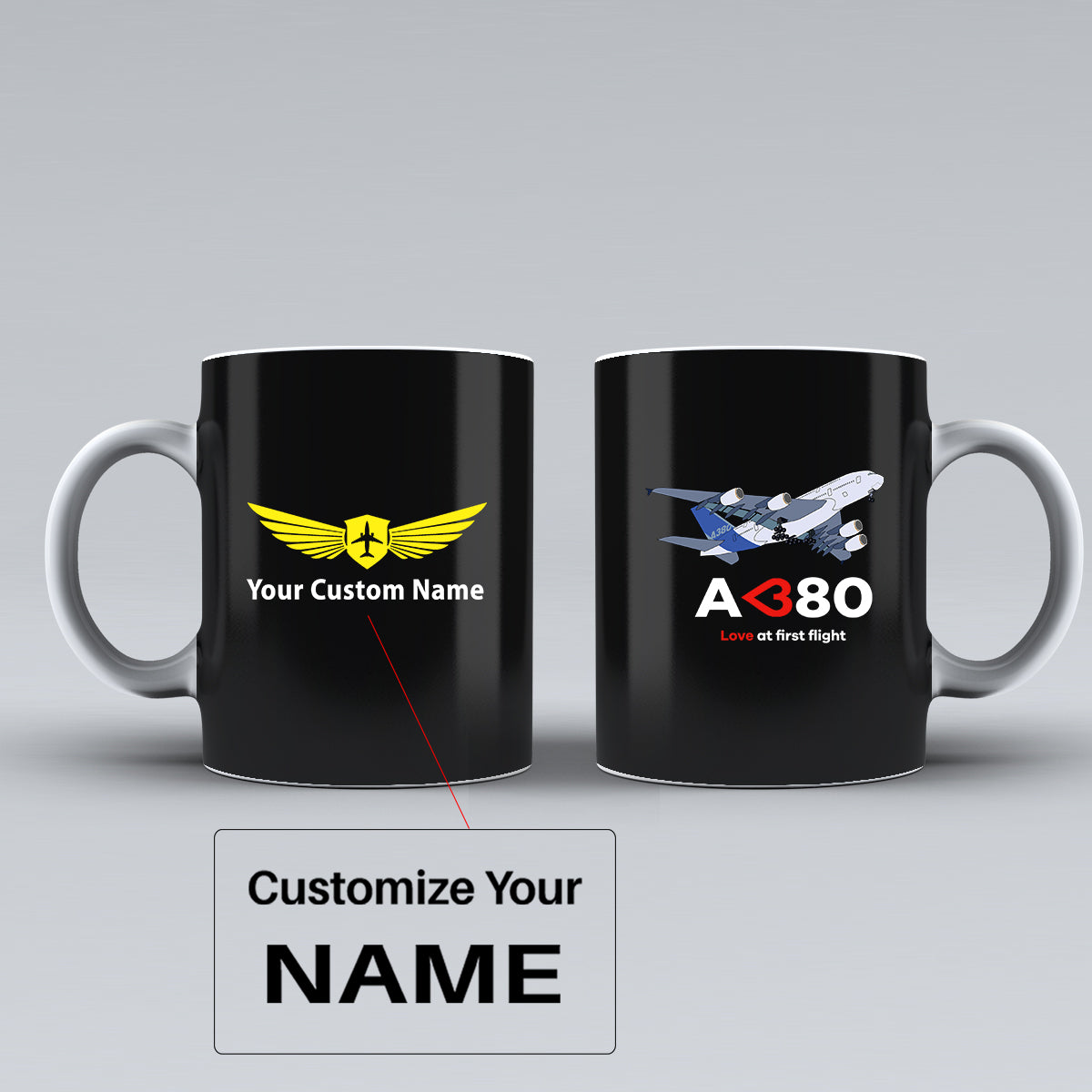 Airbus A380 Love at first flight Designed Ceramic White Mugs