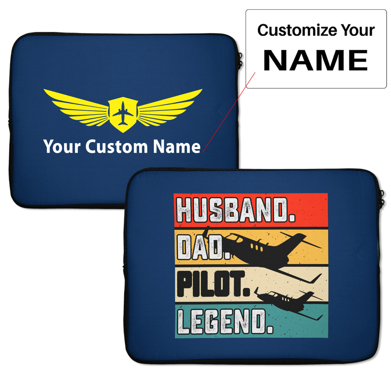 Husband & Dad & Pilot & Legend Designed Laptop & Tablet Cases