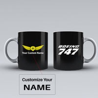 Thumbnail for Boeing 747 & Text Designed Ceramic White Mugs