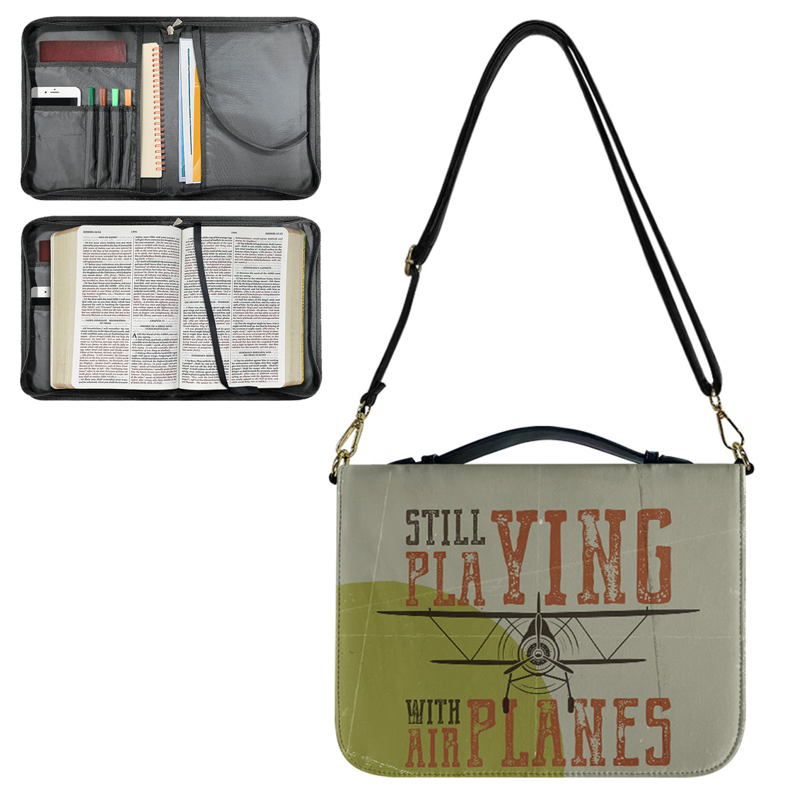 Still Playing with Airplanes Designed PU Accessories Bags Strap Style