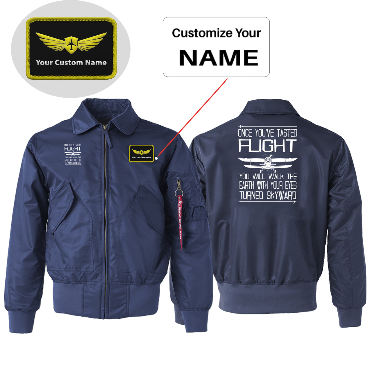 Once You've Tasted Flight Designed Embroidered Patch Attachable Jackets