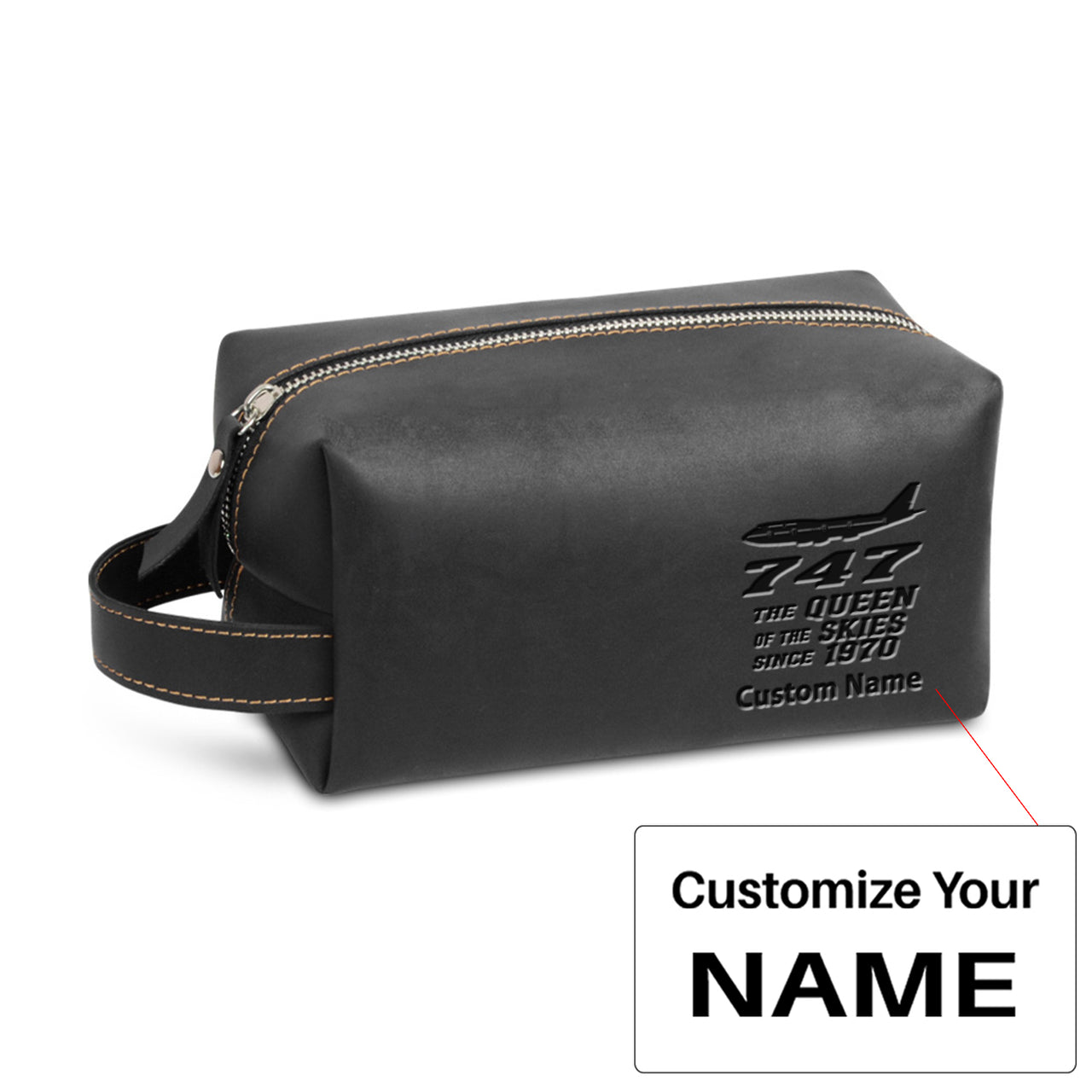 Boeing 747 - Queen of the Skies Designed Leather Clutch Toiletry Bag