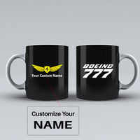 Thumbnail for Boeing 777 & Text Designed Ceramic White Mugs