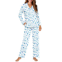 Thumbnail for Many Airplanes White Designed Women Button Pajamas