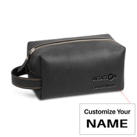Thumbnail for Aviation Designed Leather Clutch Toiletry Bag