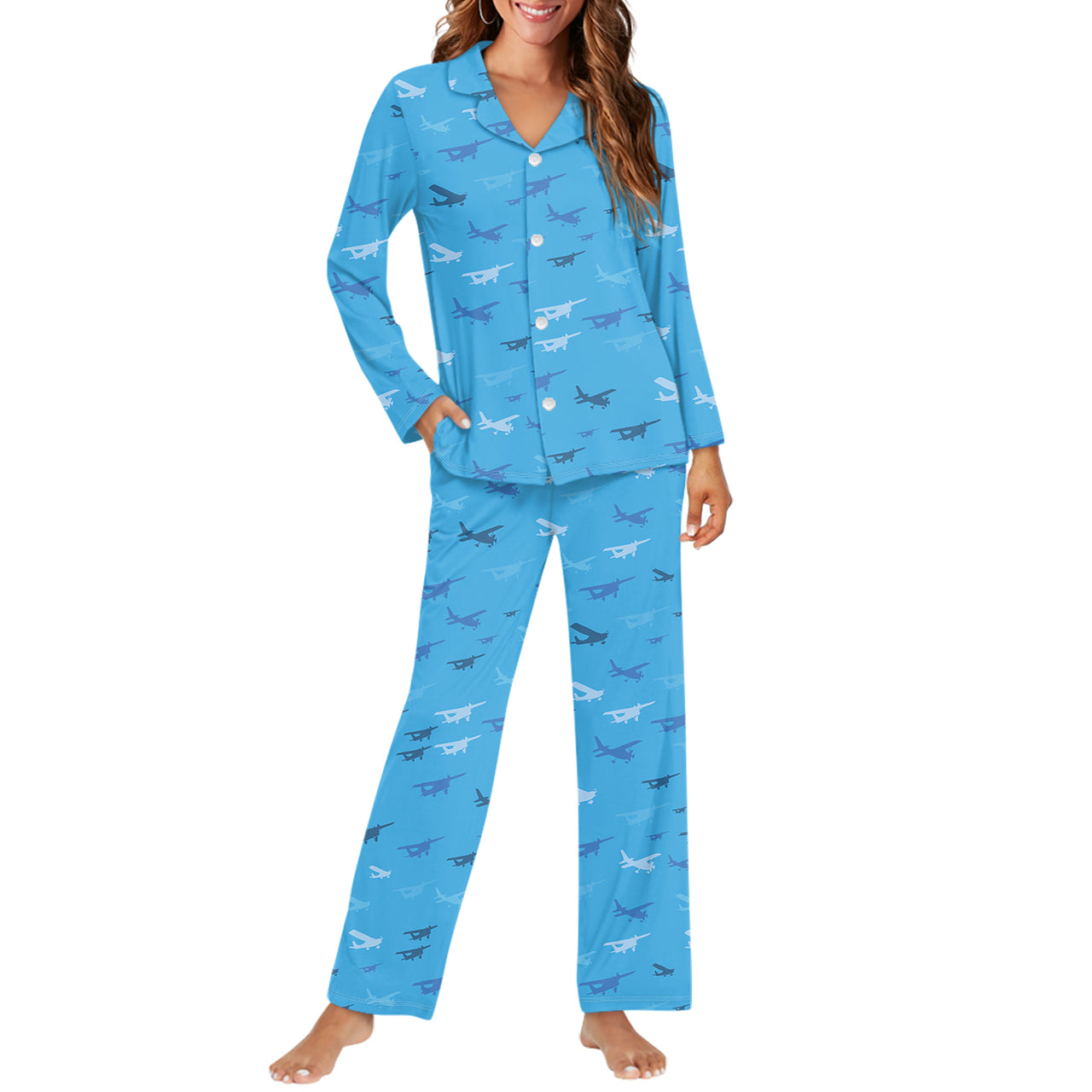 Many Propellers Designed Women Button Pajamas