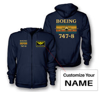 Thumbnail for Retro Boeign 747-8 Designed Zipped Hoodies
