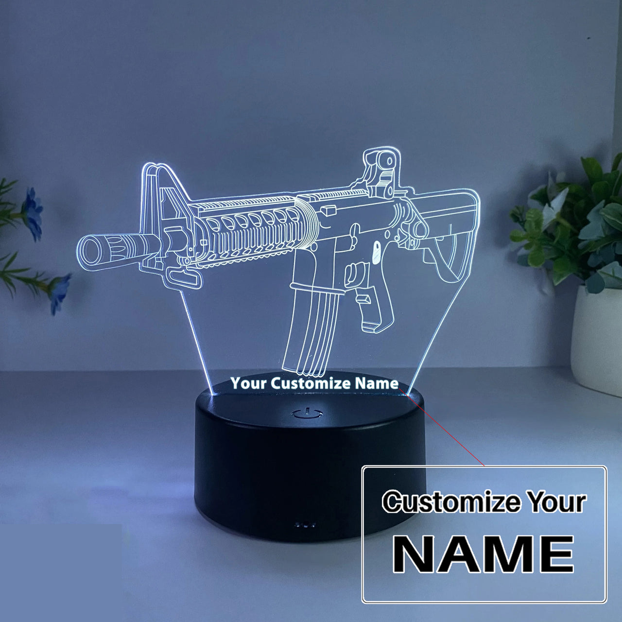 3D Submachine Gun Modeling Designed Night Lamp
