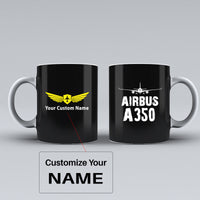 Thumbnail for Airbus A350 & Plane Designed Ceramic White Mugs