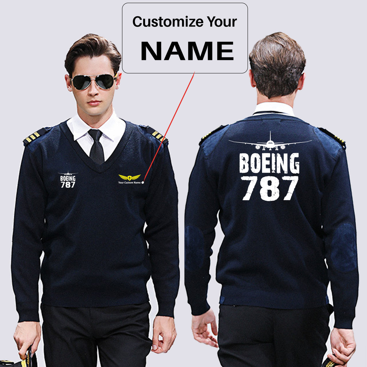 Boeing 787 & Plane Designed Wool Pilot Sweaters