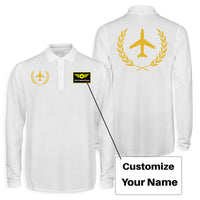 Thumbnail for Leaf & Airplane Designed Long Sleeve Polo T-Shirts (Double-Side)