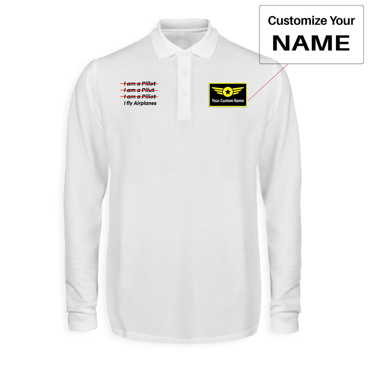 I Fly Airplanes Designed Long Sleeve Polo T-Shirts