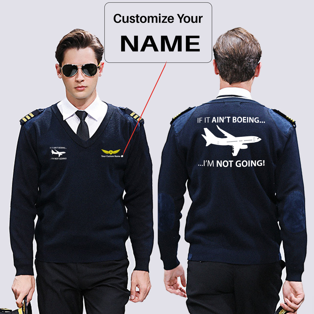 If It Ain't Boeing I'm Not Going! Designed Wool Pilot Sweaters