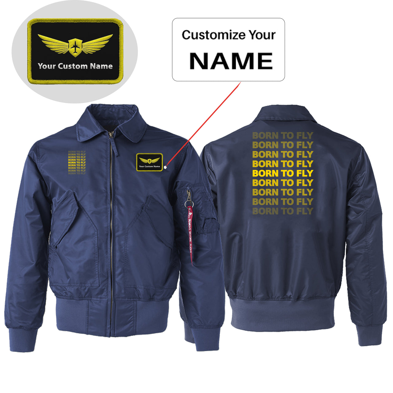 Born To Fly Opacity Designed Embroidered Patch Attachable Jackets
